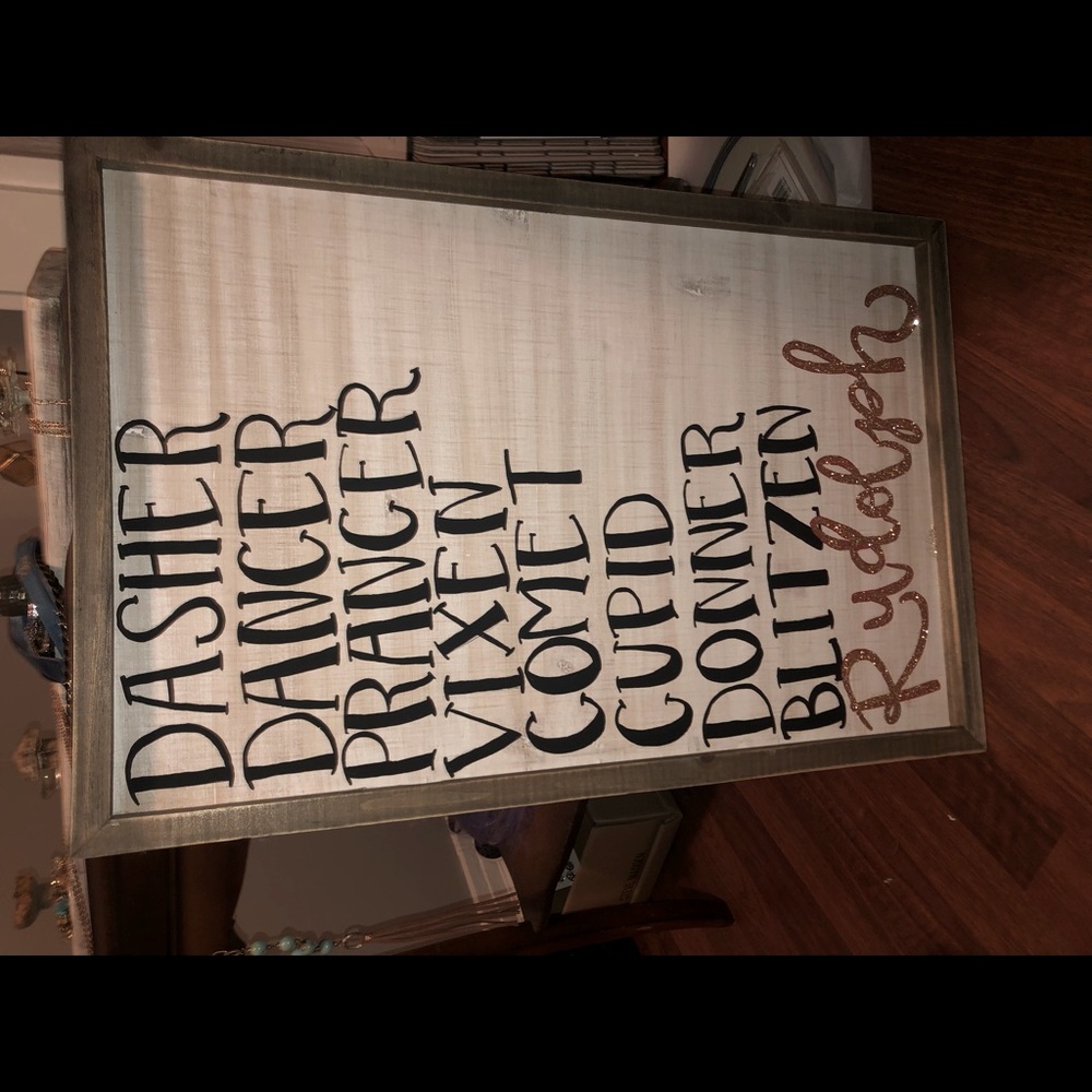 Hand painted Reindeer Names home decor sign!